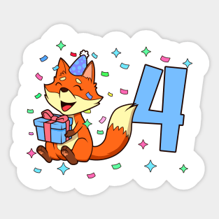 I am 4 with fox - boy birthday 4 years old Sticker